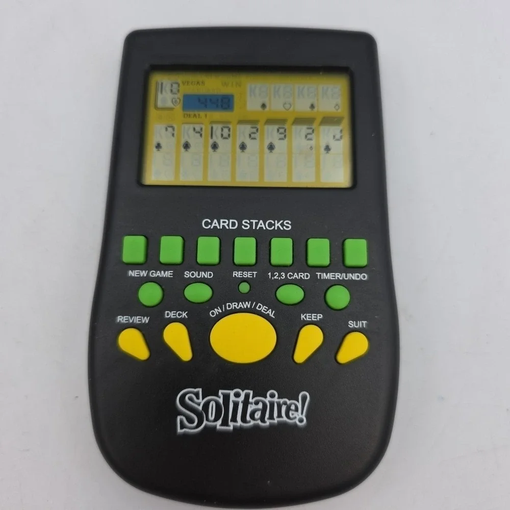 Solitaire Electronic Handheld Game Tested Working w/ Card Stacks Timer w/Sound